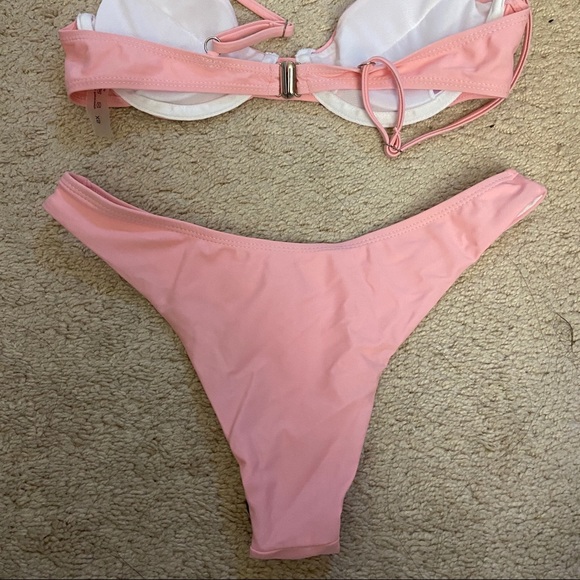 SHEIN Basics Solid Underwire Bikini Swimsuit XS Pink - Picture 6 of 6